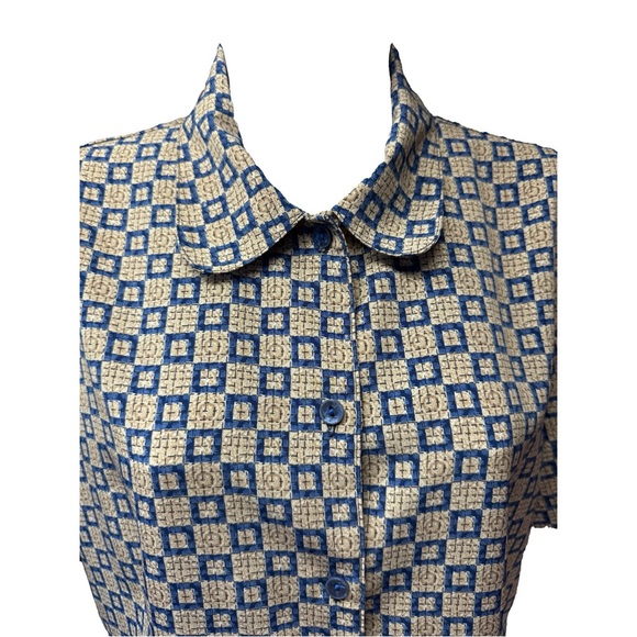 Notations Petite Vintage Button Down Patterned Top - Picture 3 of 4
